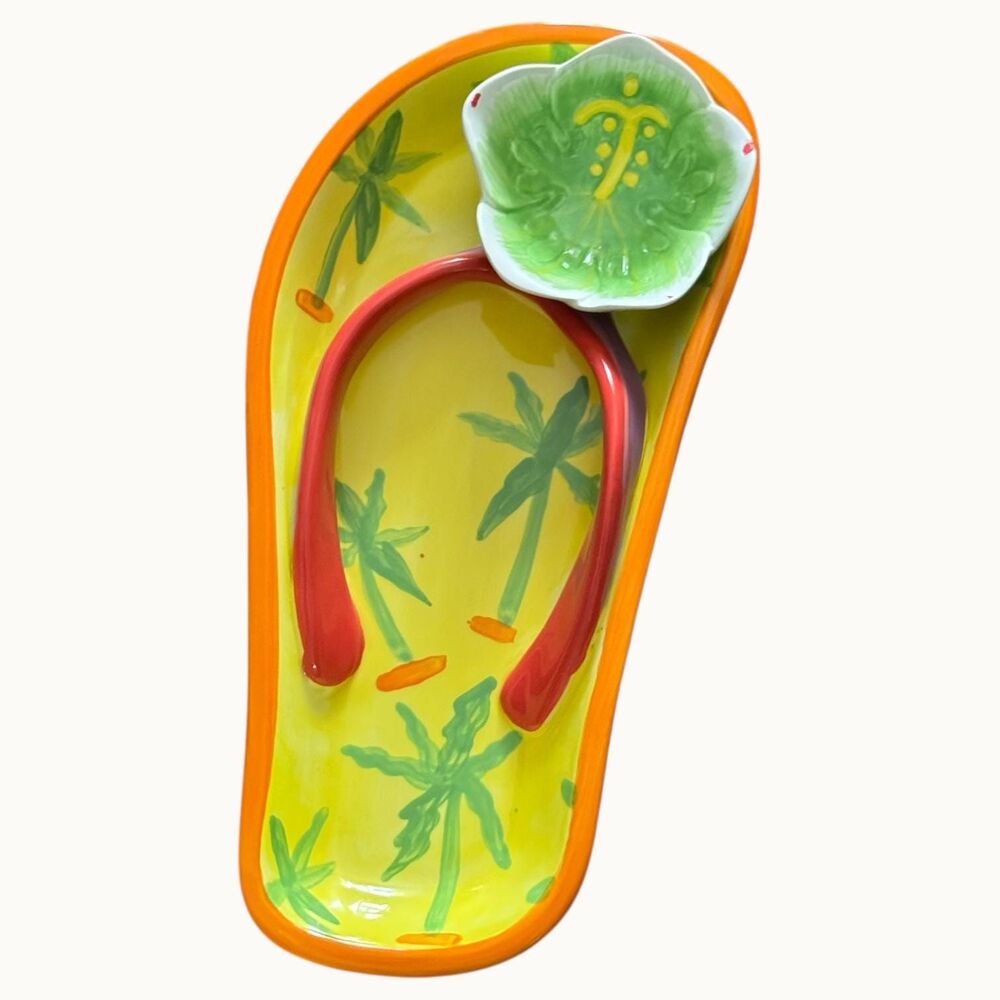 Dennis East Ceramics Flip Flop Chip And Dip Serving Dish Tray Bowl
